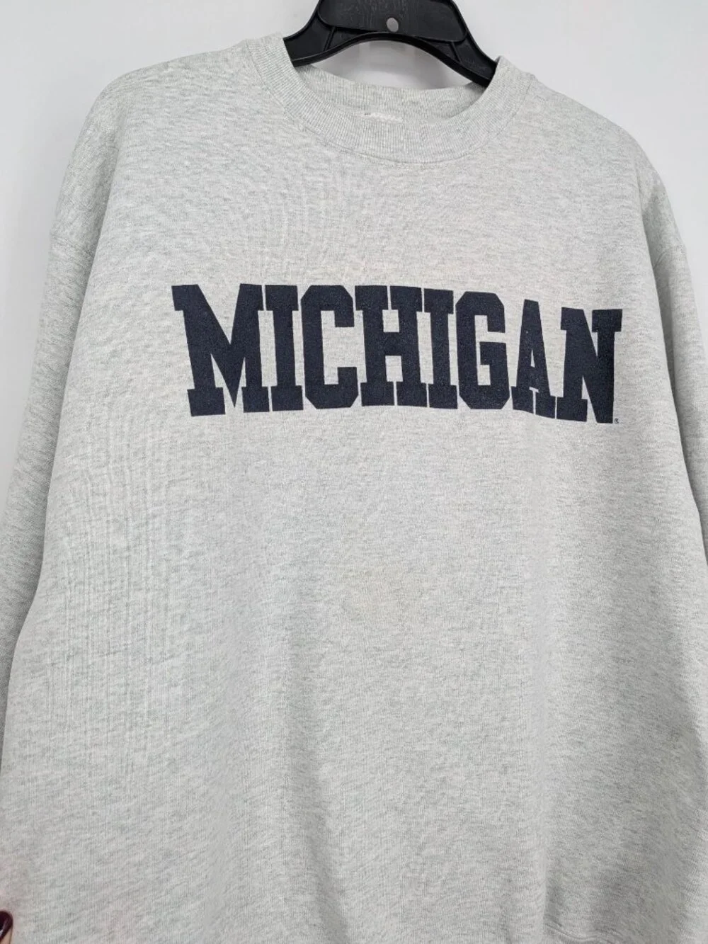 Vintage 90s Michigan Crewneck Sweatshirt Fruit of the Loom Ivy USA Made Large